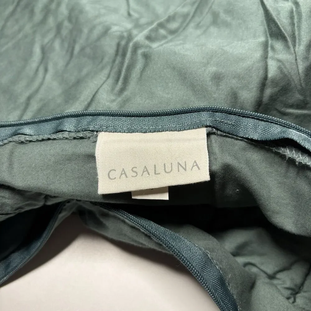 Casaluna Heavyweight Linen Cotton Blend Set Of 2 Sham Standard Size Teal Green